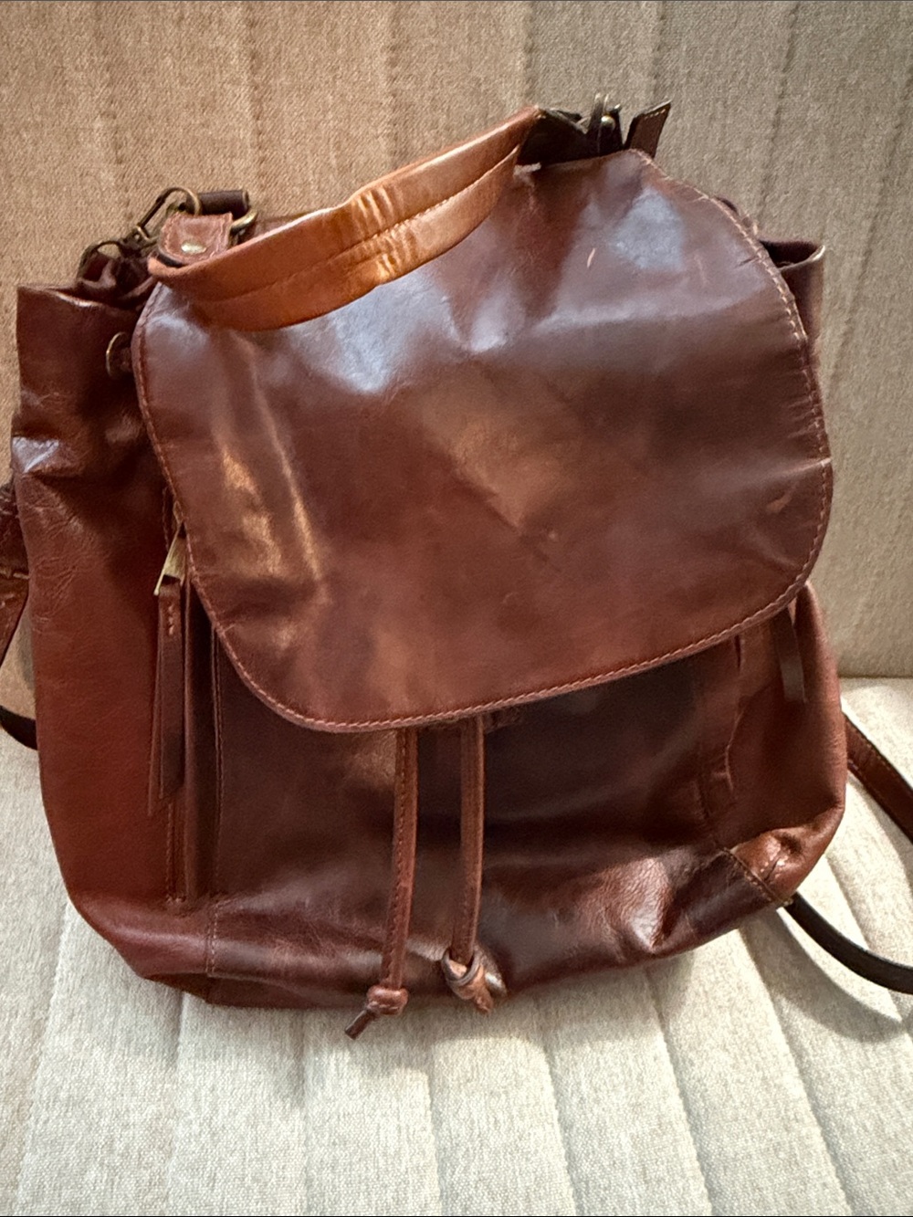 Rachel Roy Classic Brown Leather  Backpack - Timeless Carry Rachel Roy